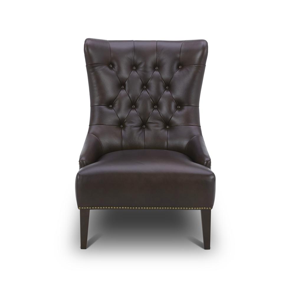 Leather Accent Chair - Brown Eclectic Multi. Picture 3