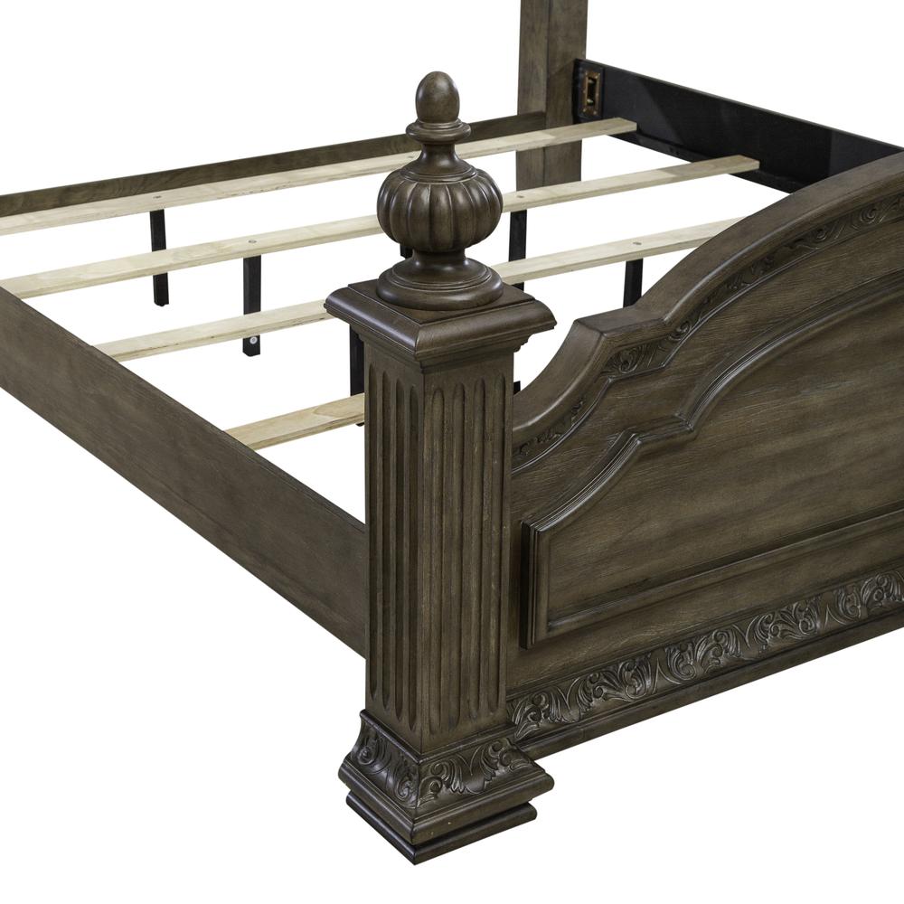 Carlisle Court Queen Poster Bed - Chestnut with Gray Dusty Wax Finish. Picture 7