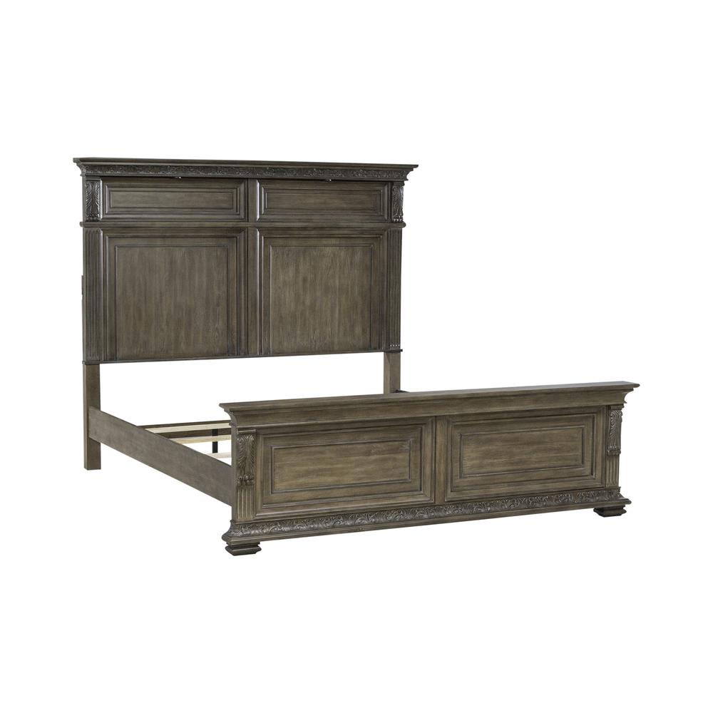 Carlisle Court Queen Panel Bed - Chestnut with Gray Dusty Wax Finish. Picture 2