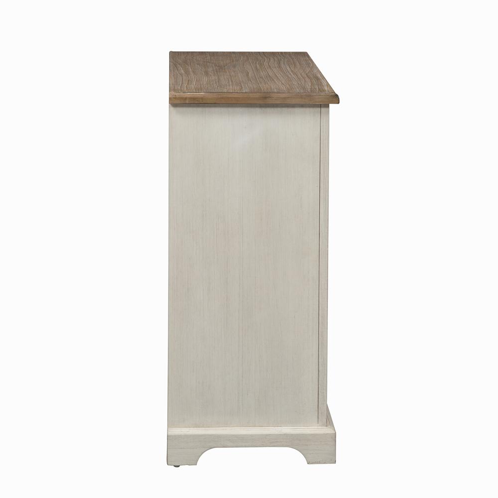 2 Door Mirrored Accent Cabinet, Antique White Finish with Weathered Bronze Tops. Picture 3