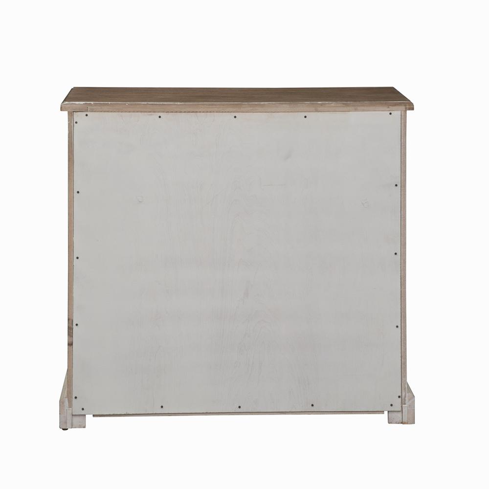 2 Door Mirrored Accent Cabinet, Antique White Finish with Weathered Bronze Tops. Picture 5