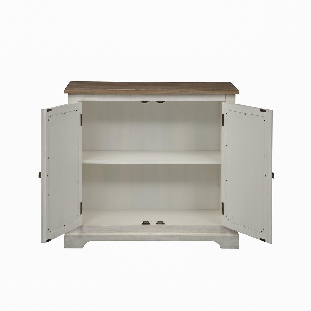 2 Door Mirrored Accent Cabinet, Antique White Finish with Weathered Bronze Tops. Picture 6