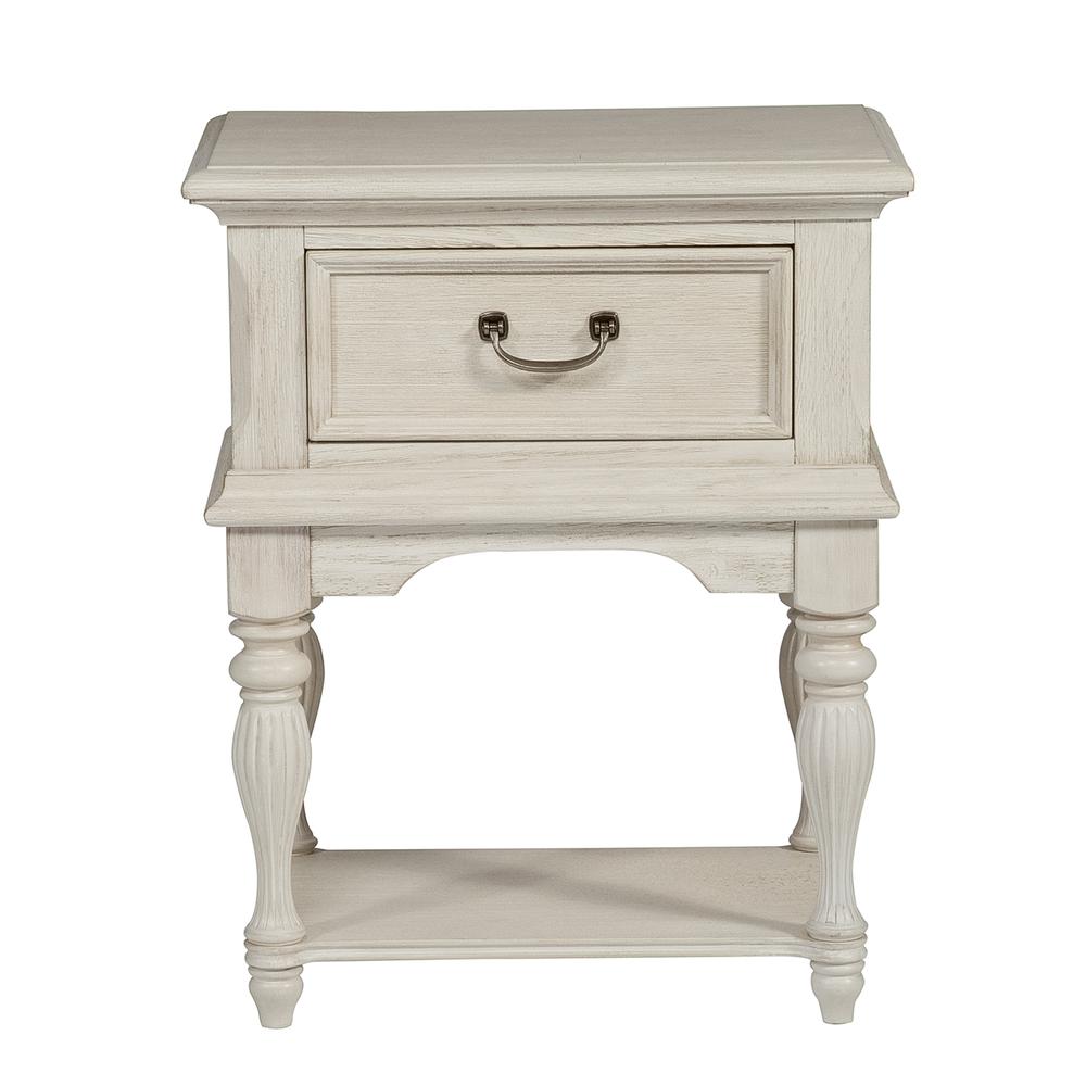 Leg Night Stand, Antique White Finish with Heavy Wire Brush. Picture 8