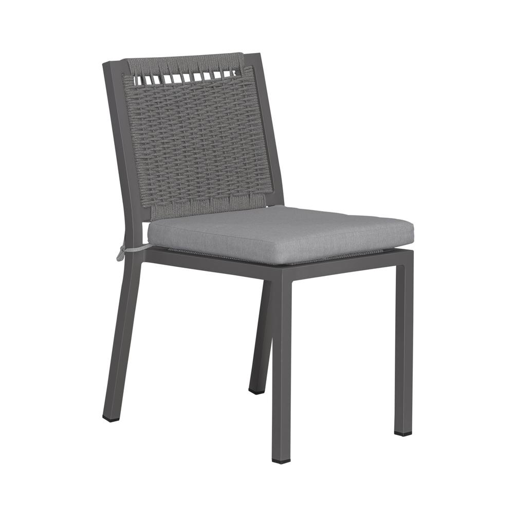 Outdoor Panel Back Side Chair - Granite - Set of 2 Transitional Grey. Picture 1
