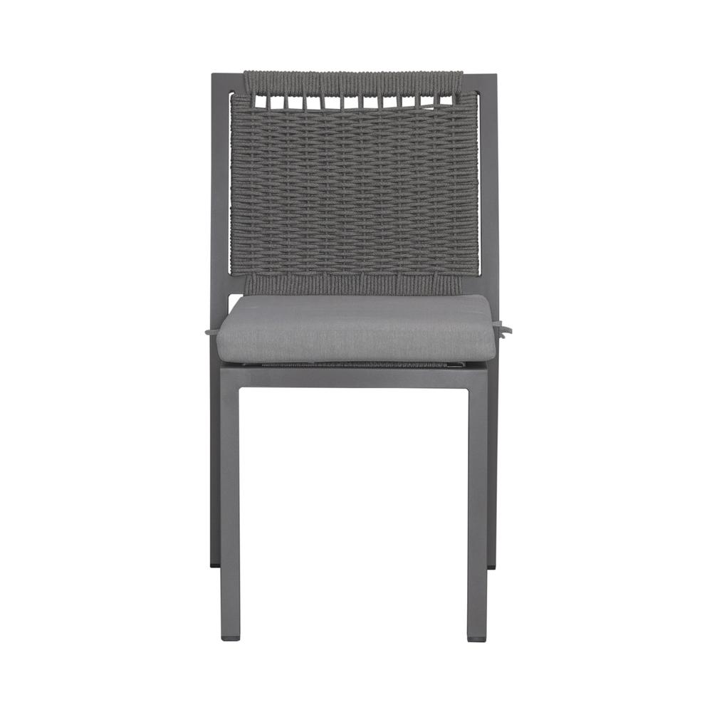Outdoor Panel Back Side Chair - Granite - Set of 2 Transitional Grey. Picture 3