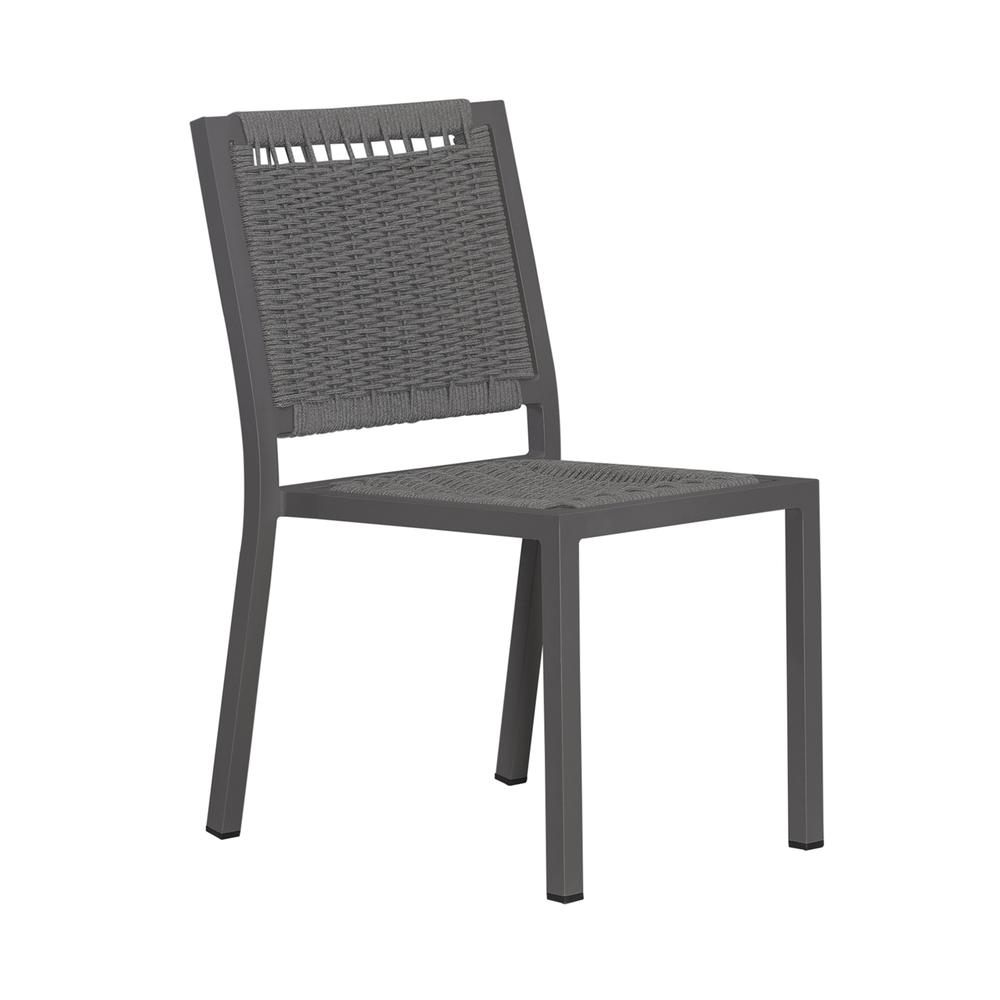Outdoor Panel Back Side Chair - Granite - Set of 2 Transitional Grey. Picture 7