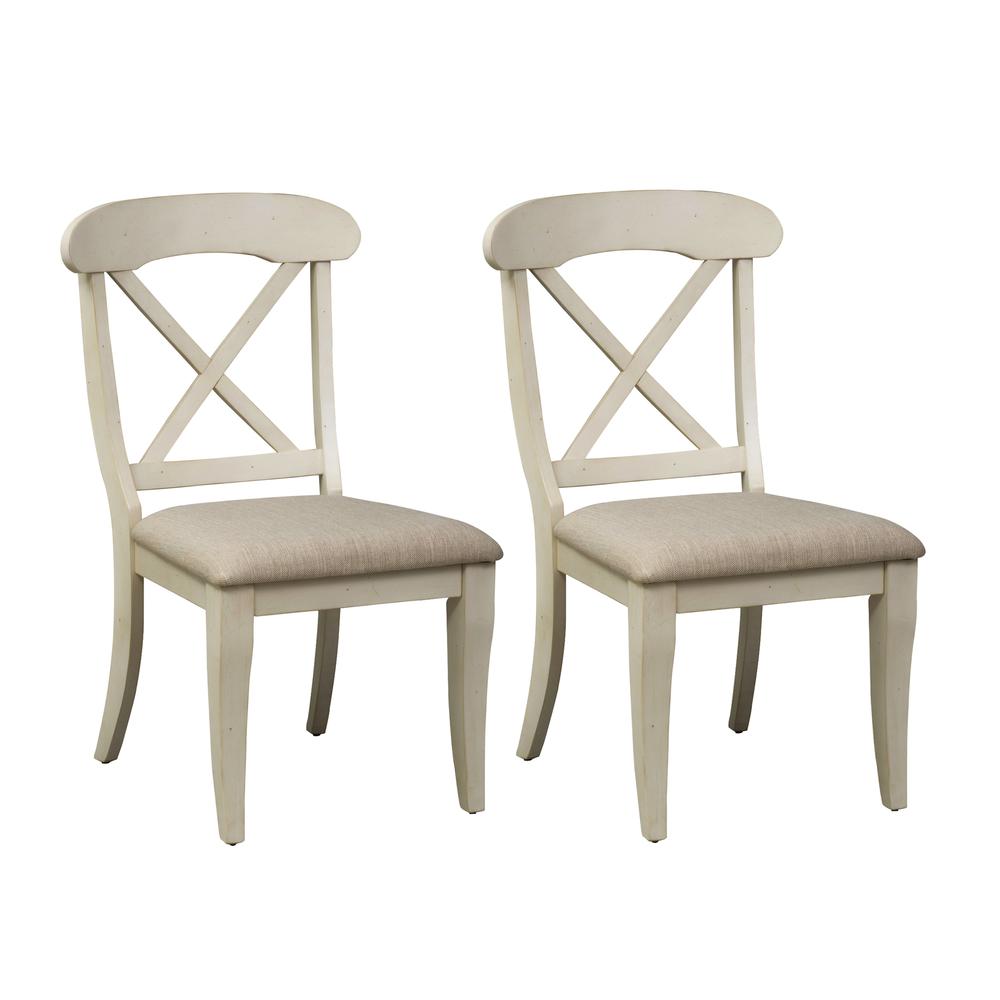 Uph X Back Side Chair (RTA)-Set of 2 Traditional White. Picture 1