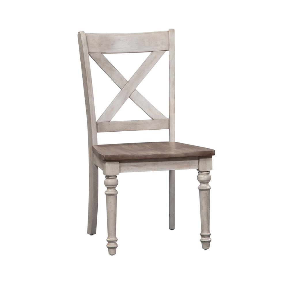 X Back Wood Seat Side Chair (RTA)-Set of 2. Picture 2