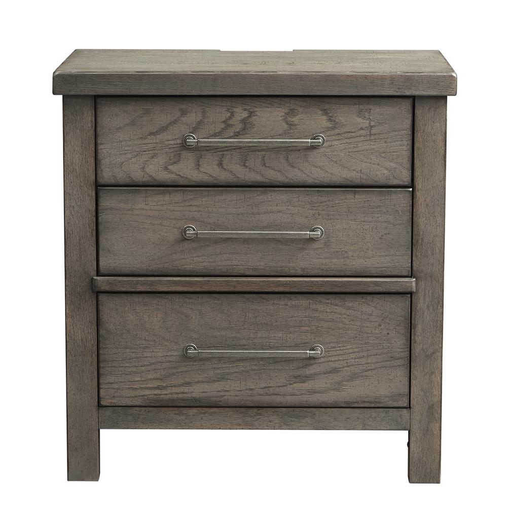 3 Drawer Night Stand, Dusty Charcoal Finish w/ Heavy Distressing. Picture 2
