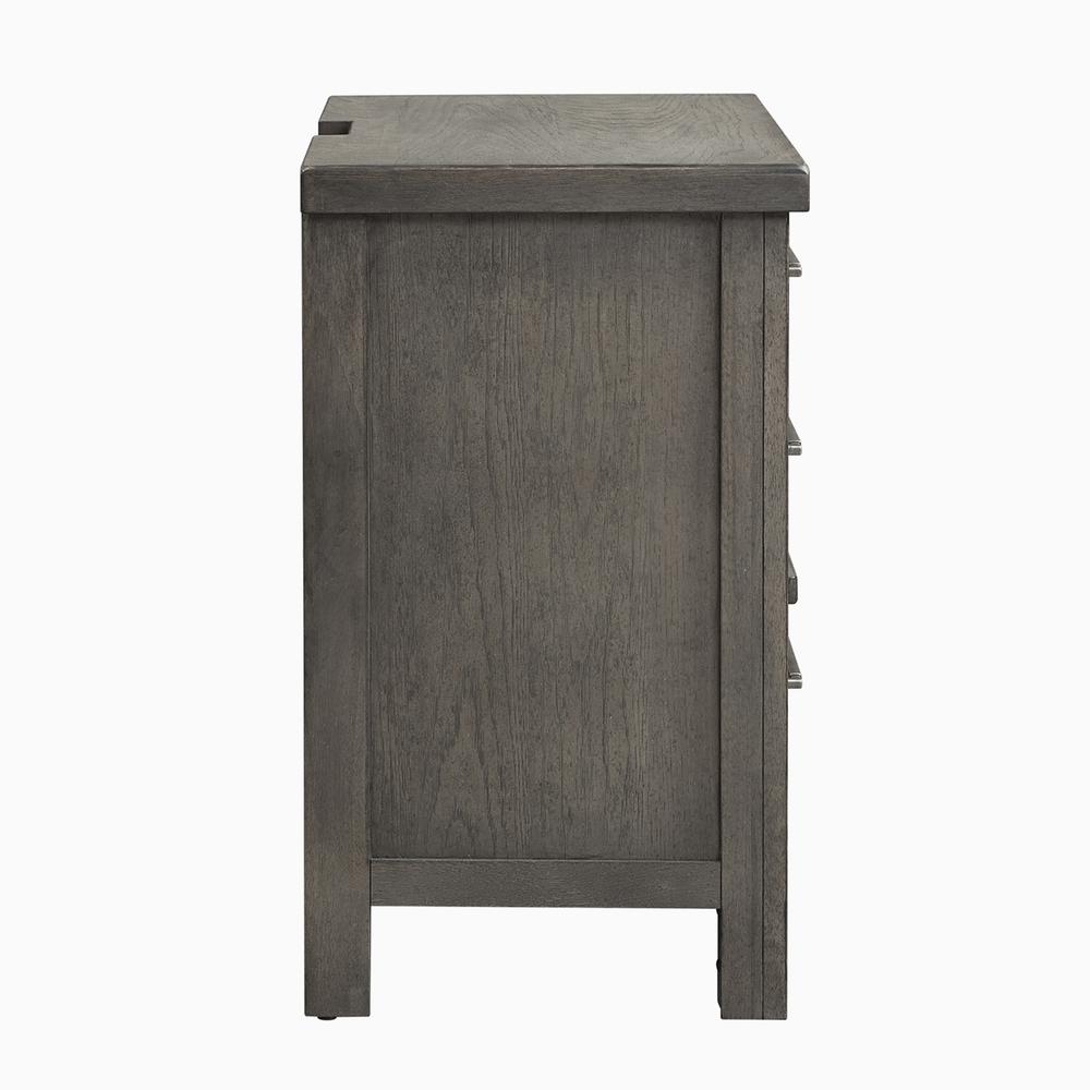 3 Drawer Night Stand, Dusty Charcoal Finish w/ Heavy Distressing. Picture 4