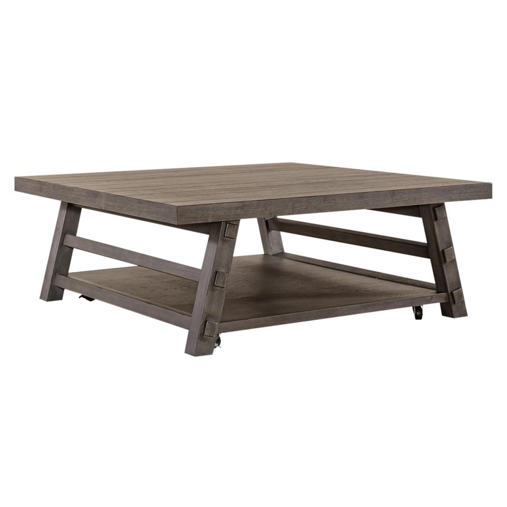 Oversized Square Cocktail Table Farmhouse Grey. Picture 1