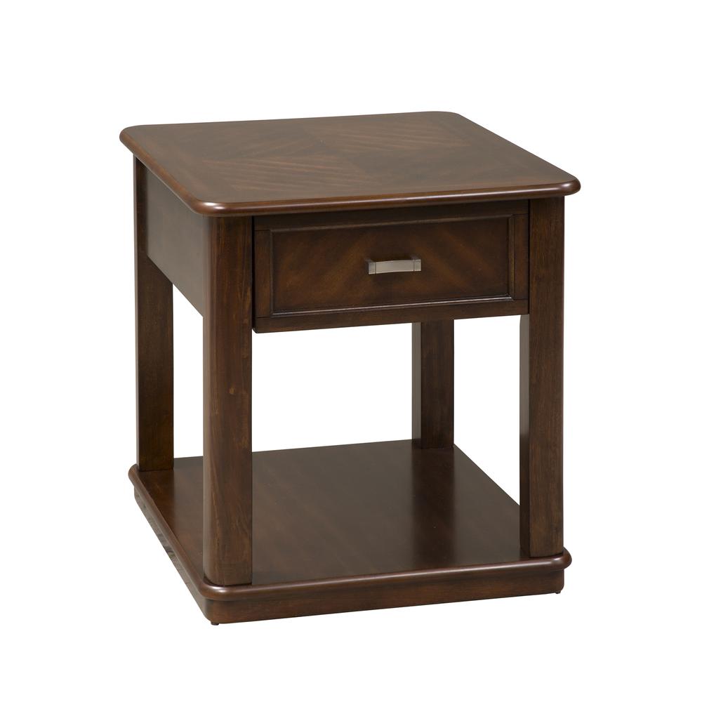 Wallace Occasional End Table, W22 x D26 x H24, Dark Brown. Picture 1