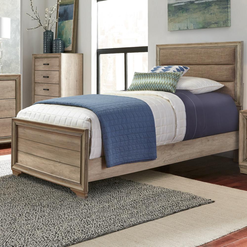 Twin Upholstered Bed (439-BR-TUB), Sandstone Finish. Picture 4