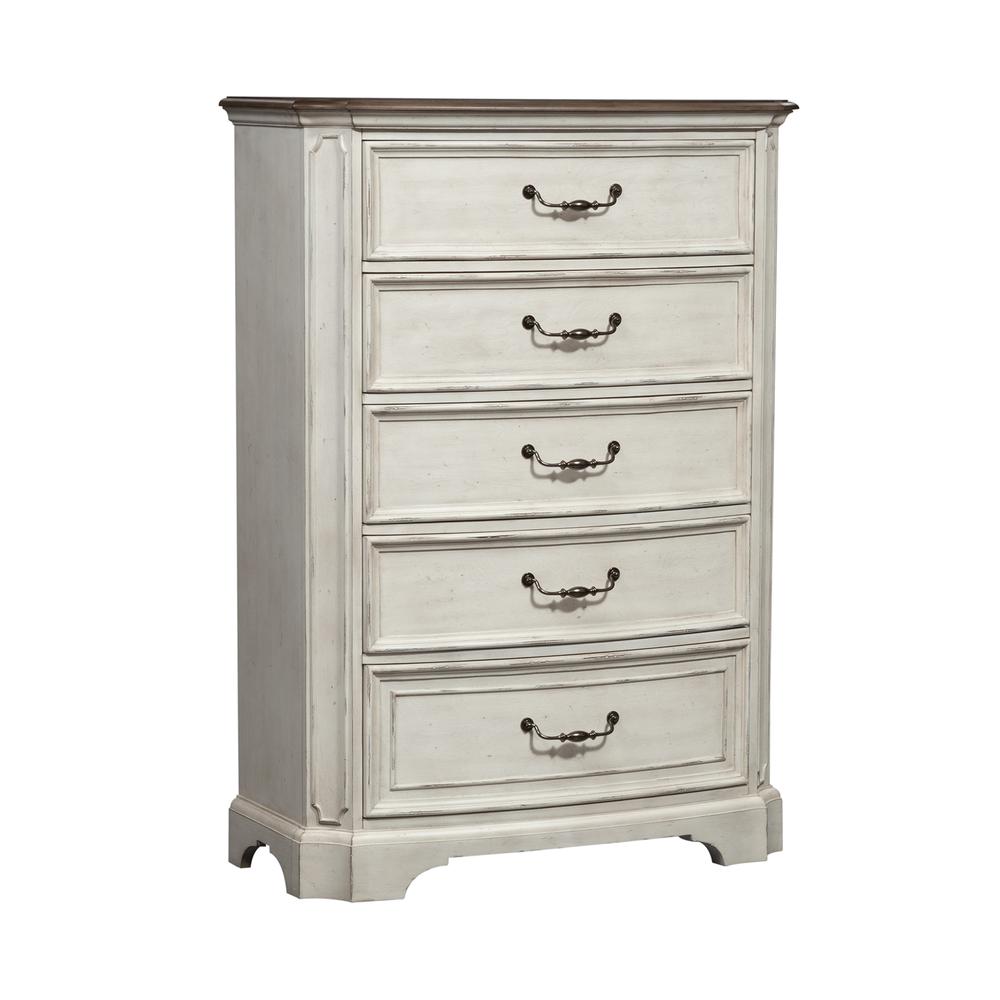 Abbey Road 5 Drawer Chest, Porcelain White. Picture 1