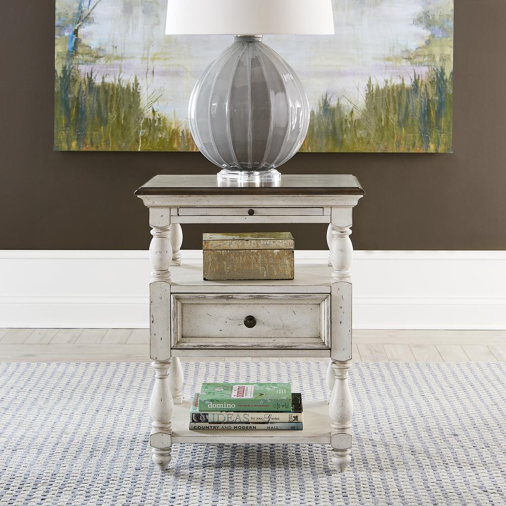 Abbey Road Drawer End Table, White. Picture 2