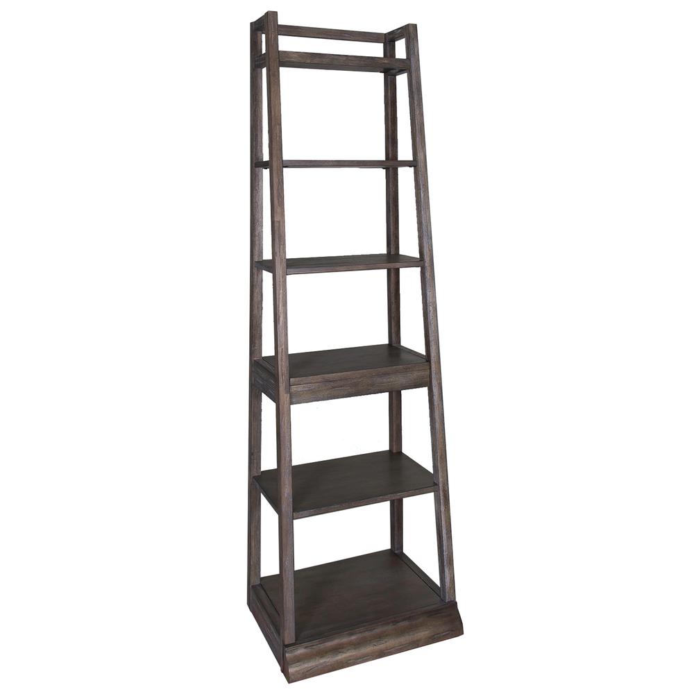 466-HO201 Stone Brook Leaning Bookcase, Dark Brown. Picture 1