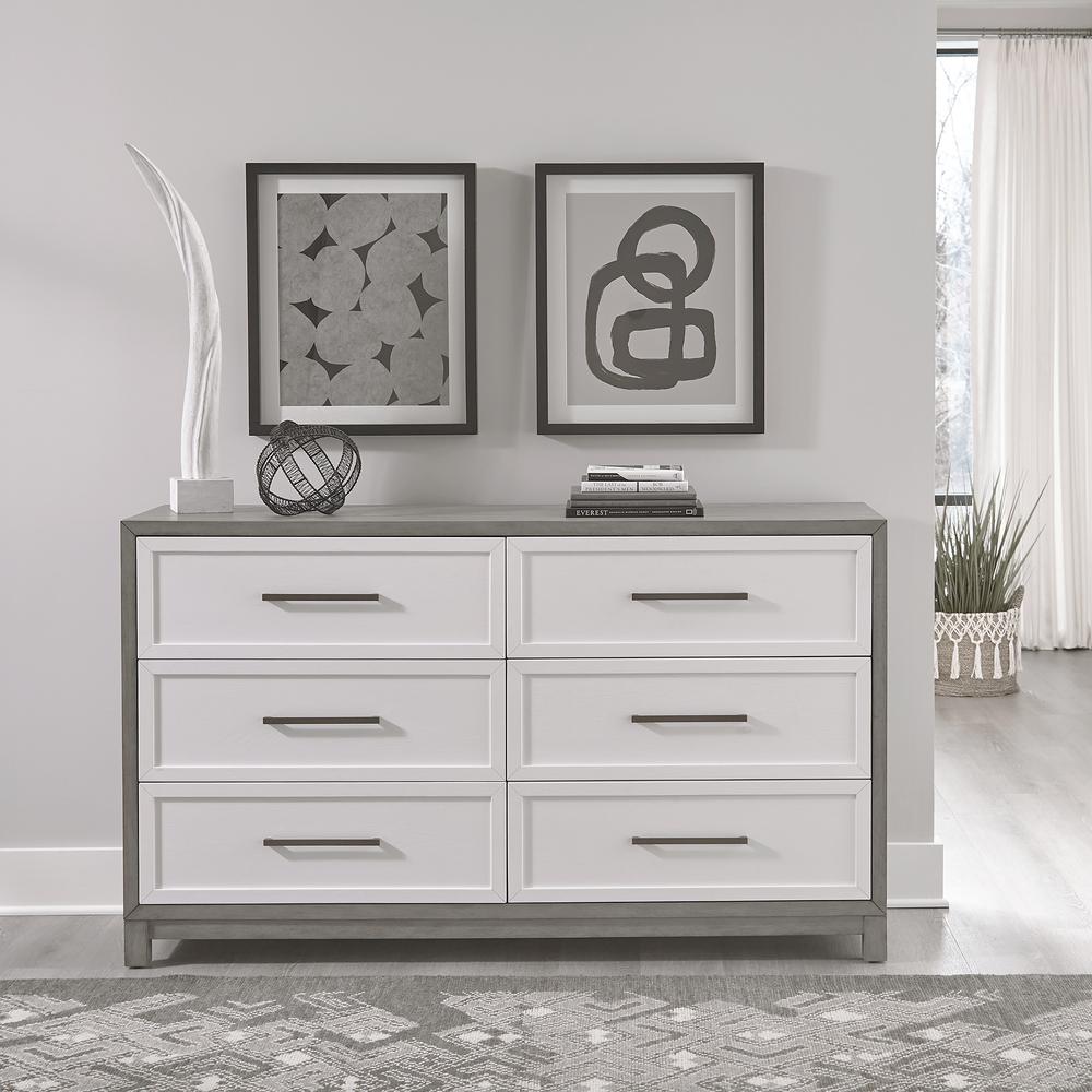 Palmetto Heights 6 Drawer Dresser in Shell White and Driftwood Finish. Picture 2