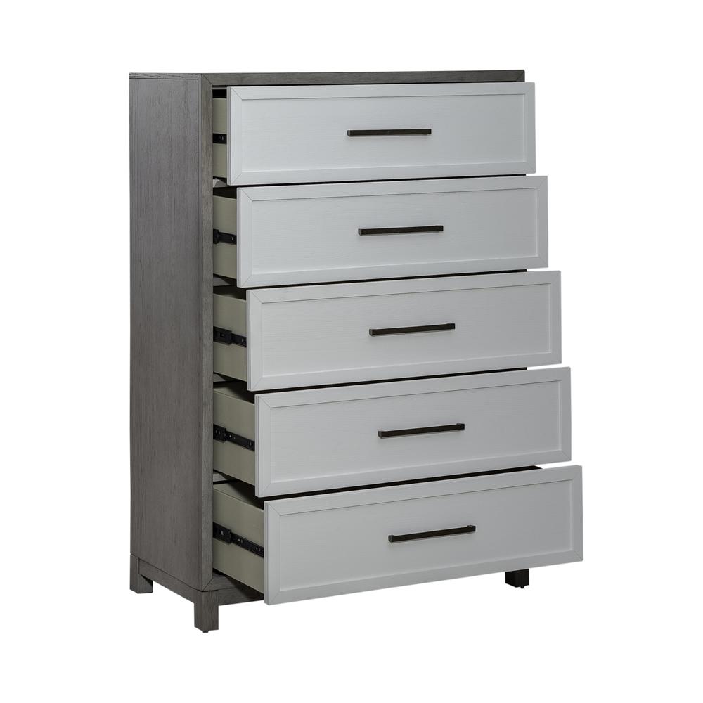 Palmetto Heights 5 Drawer Chest in Shell White and Driftwood Finish. Picture 1