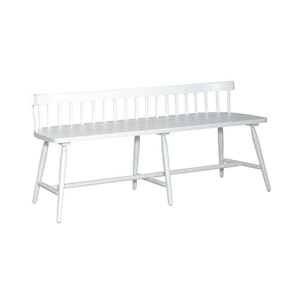 Low Back Spindle Bench Contemporary White. Picture 1