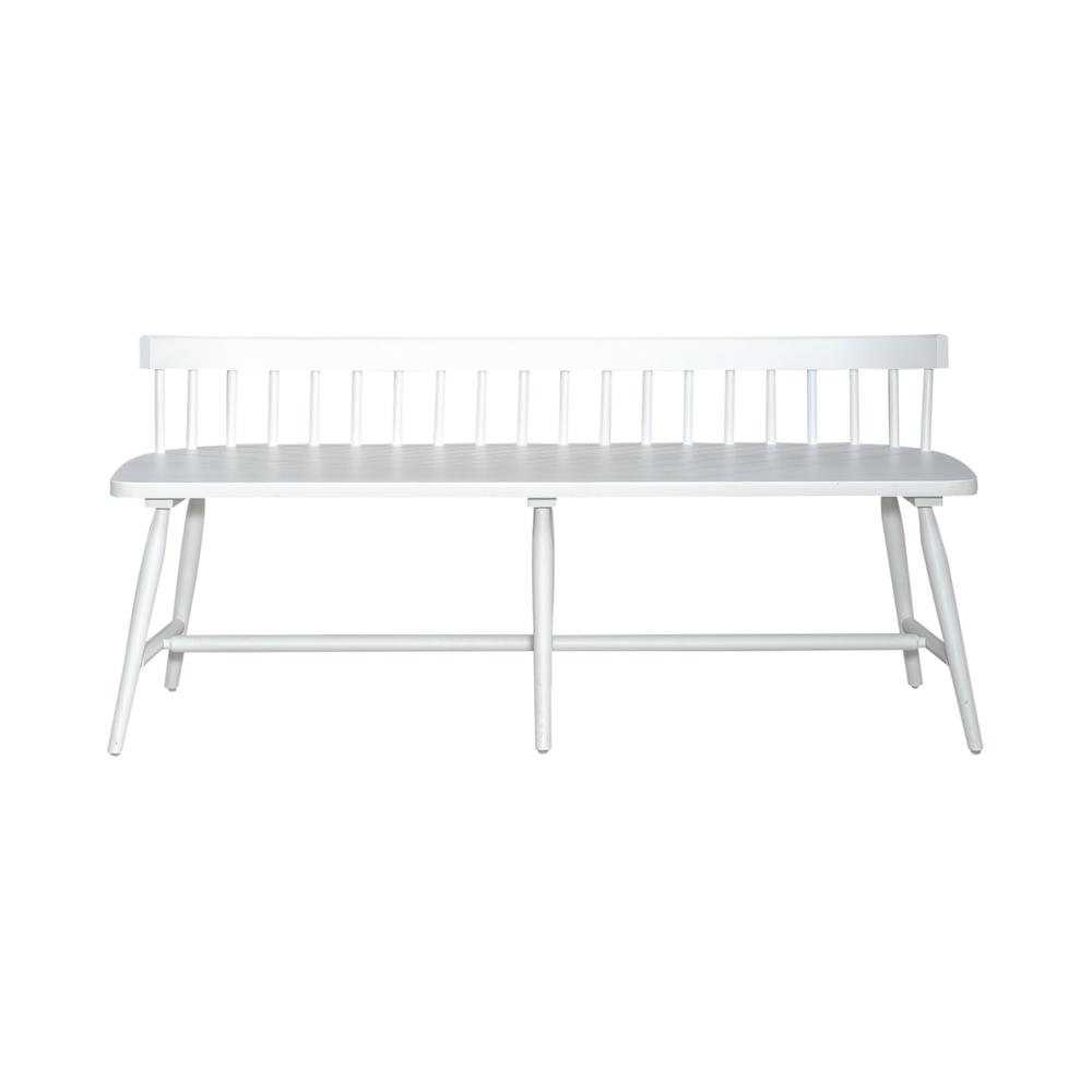 Low Back Spindle Bench Contemporary White. Picture 4