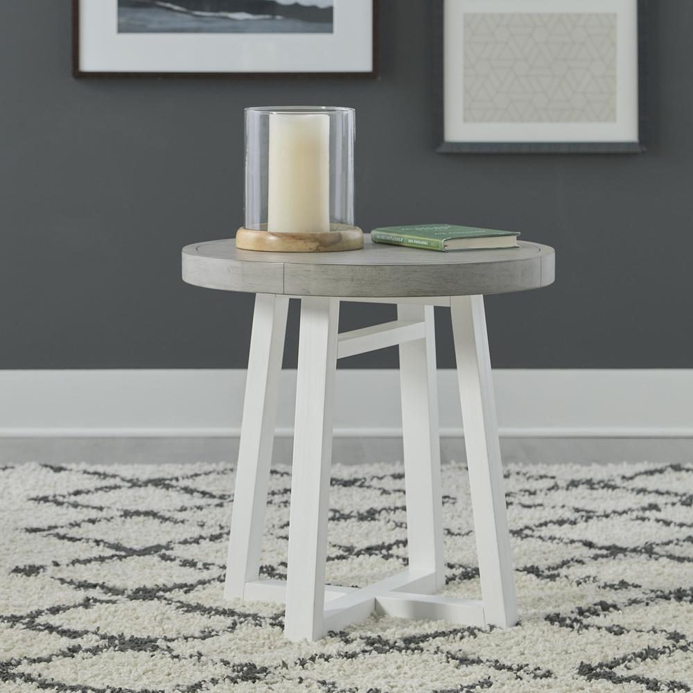 Round End Table Contemporary White. Picture 2
