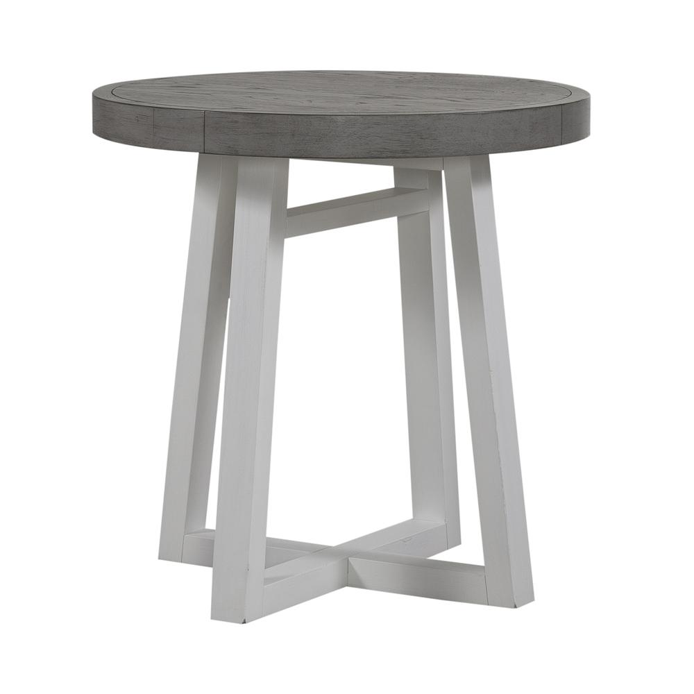 Round End Table Contemporary White. Picture 1
