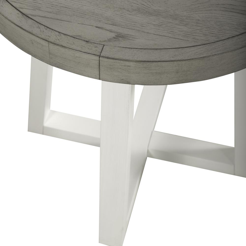 Round End Table Contemporary White. Picture 6