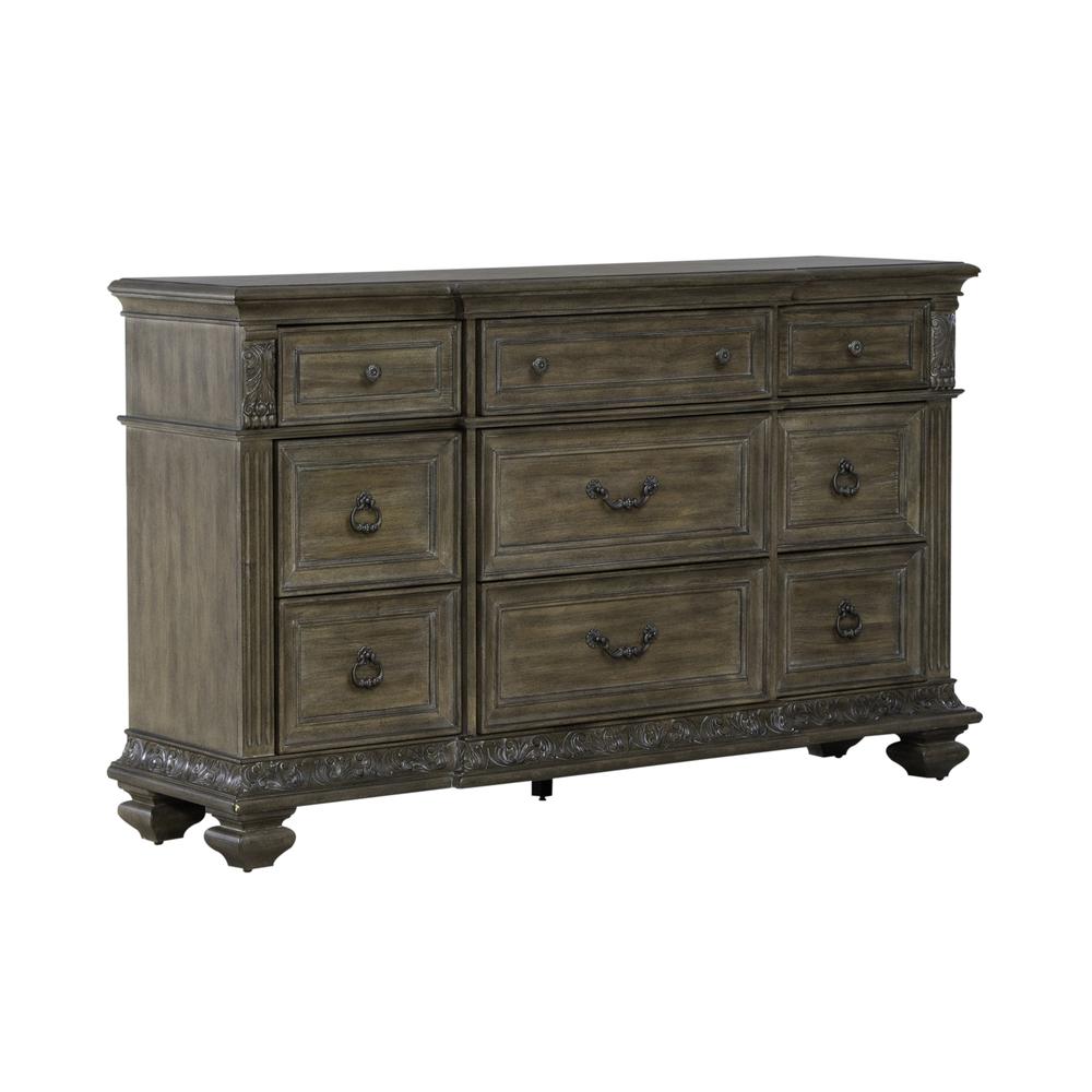 9 Drawer Dresser Traditional Brown. Picture 1