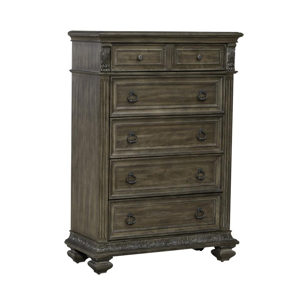 5 Drawer Chest Traditional Brown. Picture 1