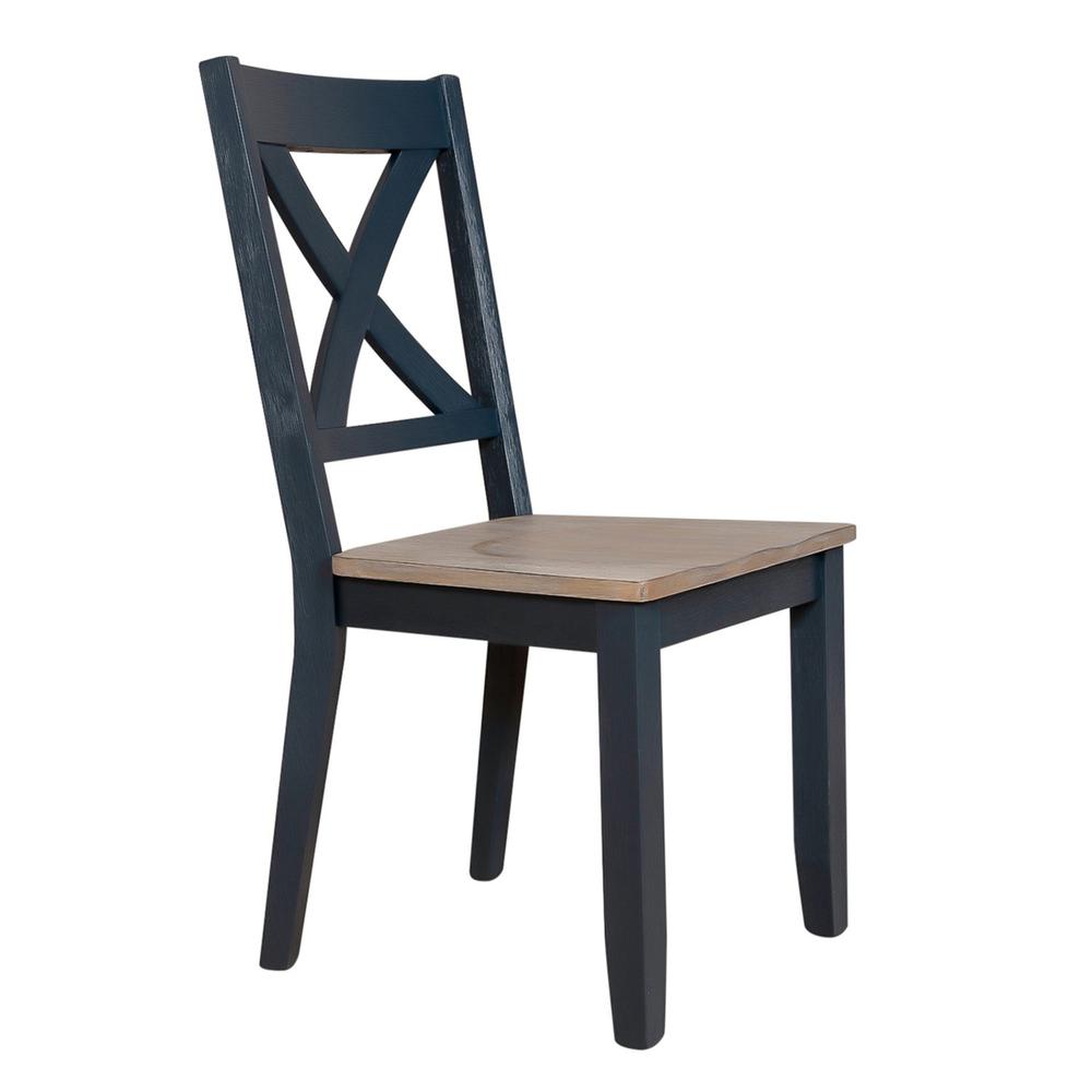 Lakeshore X back side chair in navy. Picture 1