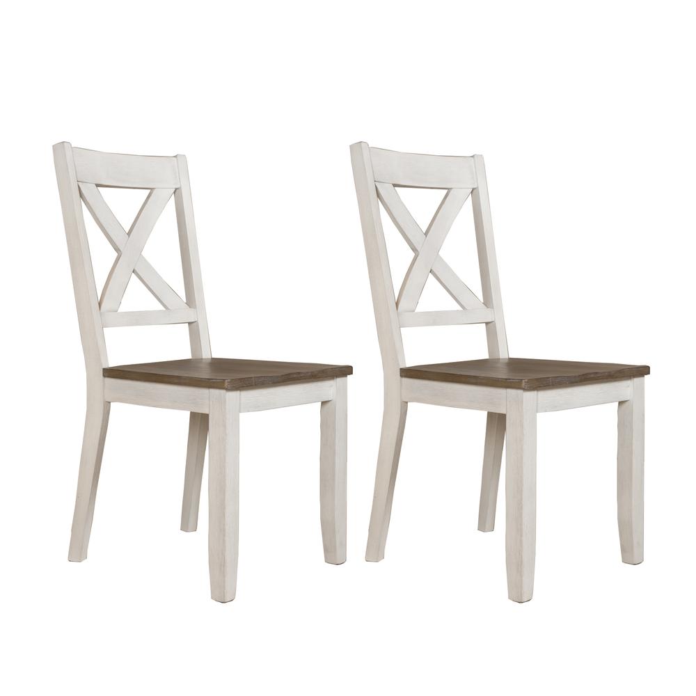 X Back Side Chair- White  (RTA)- Set of 2 Transitional Multi. Picture 1