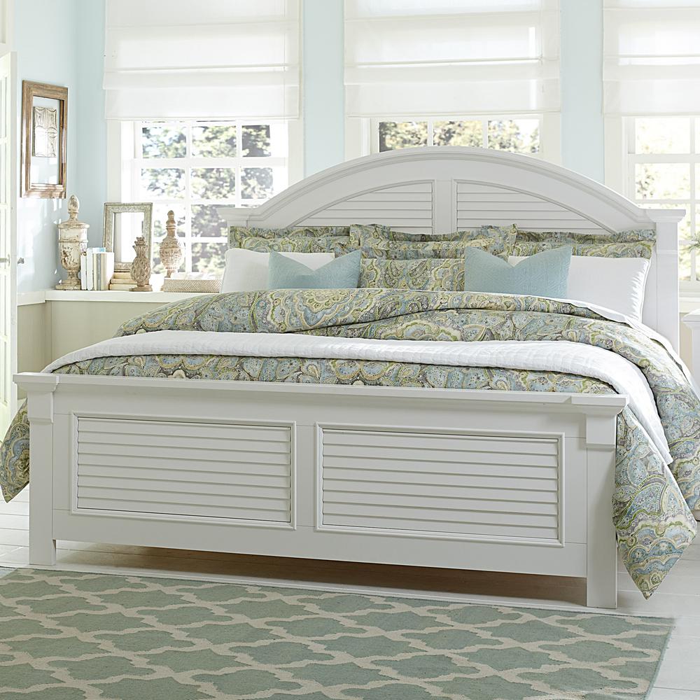 King Panel Bed (607-BR-KPB), Oyster White Finish. Picture 4