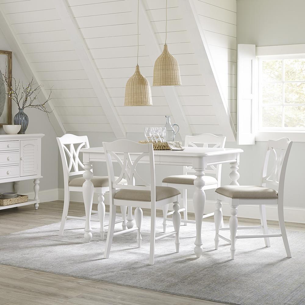 Summer House 5 Piece Gathering Table Set, Oyster White. Picture 1