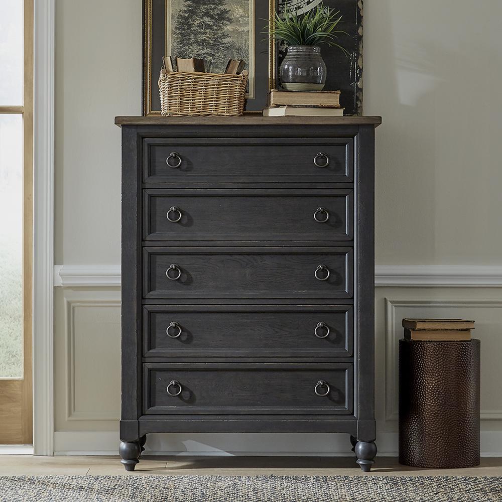 5 Drawer Chest - Black Traditional Multi. Picture 1