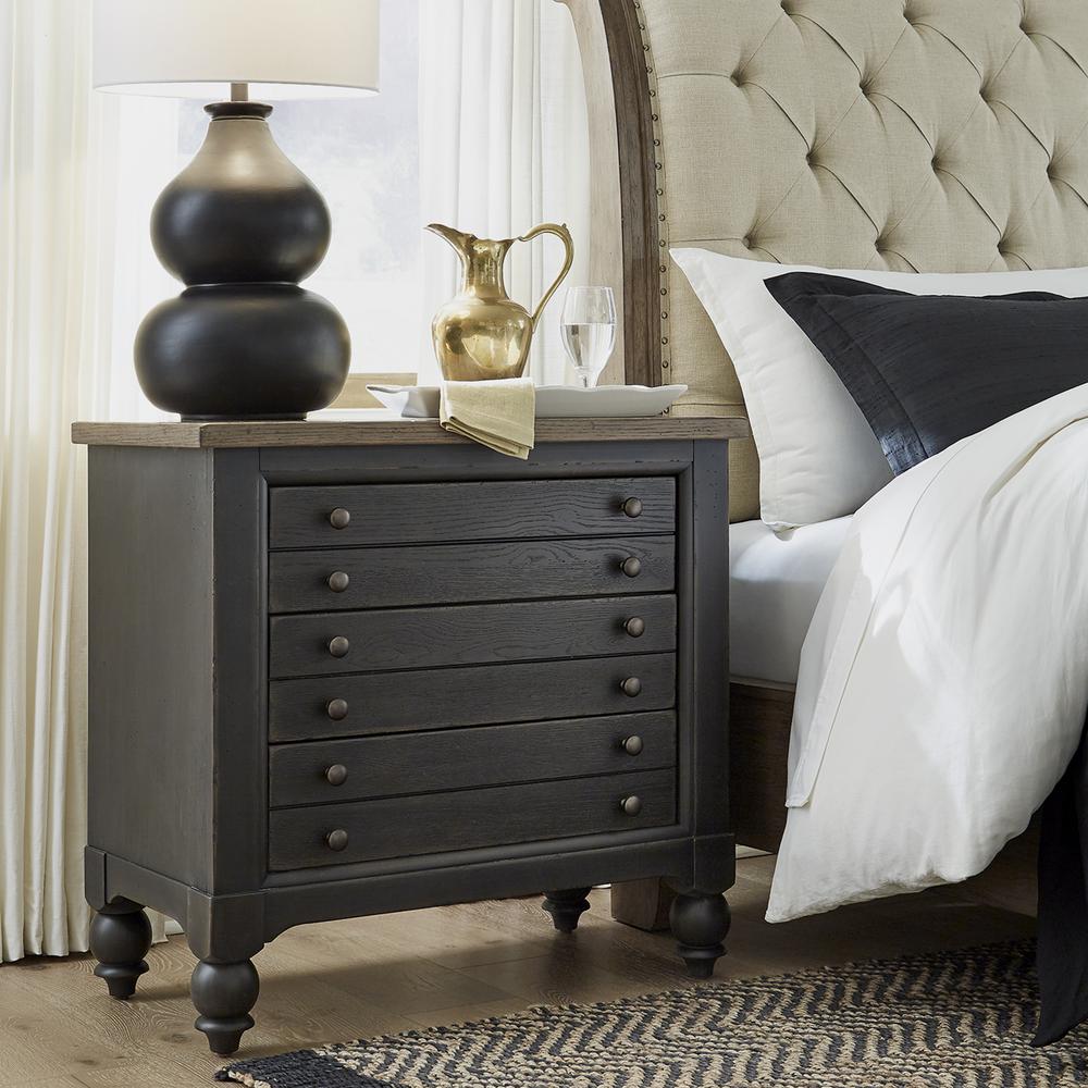 Bedside Chest w/ Charging Station - Black Traditional Multi. Picture 3