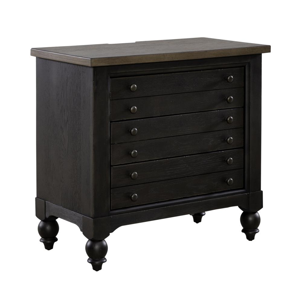 Bedside Chest w/ Charging Station - Black Traditional Multi. Picture 2