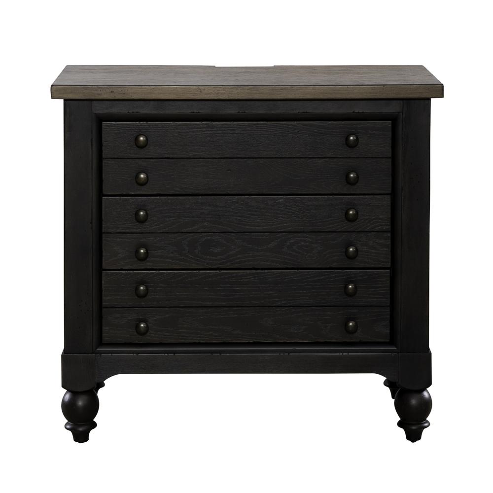 Bedside Chest w/ Charging Station - Black Traditional Multi. Picture 4
