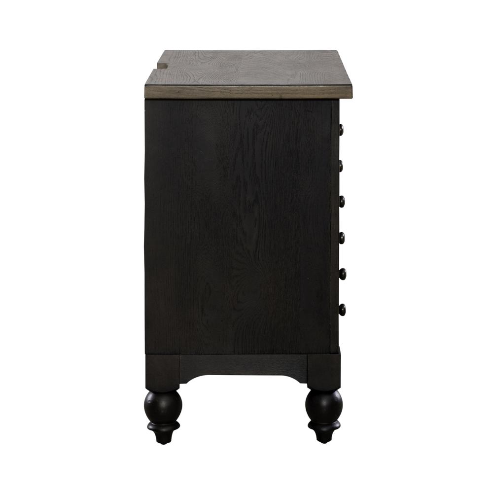 Bedside Chest w/ Charging Station - Black Traditional Multi. Picture 5