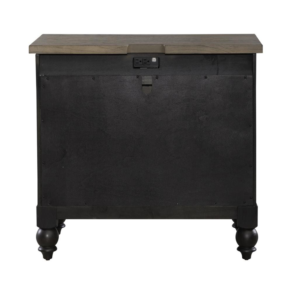 Bedside Chest w/ Charging Station - Black Traditional Multi. Picture 6