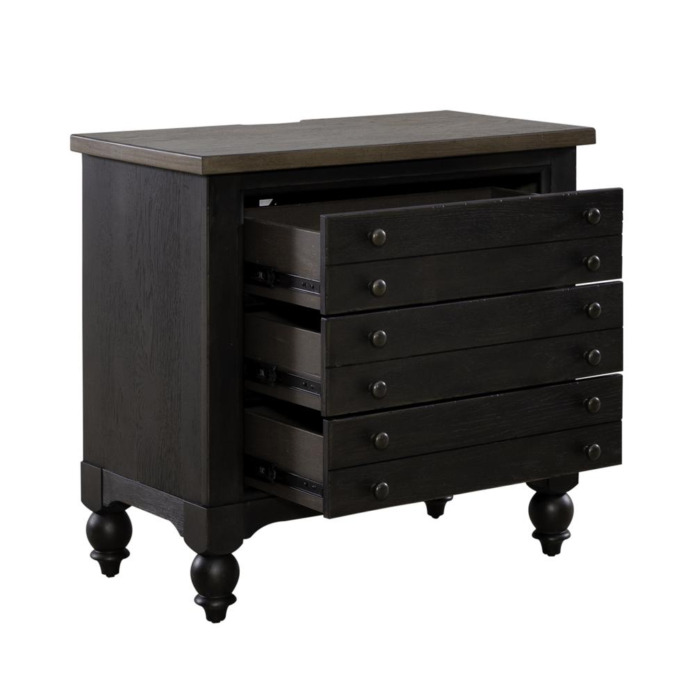 Bedside Chest w/ Charging Station - Black Traditional Multi. Picture 1