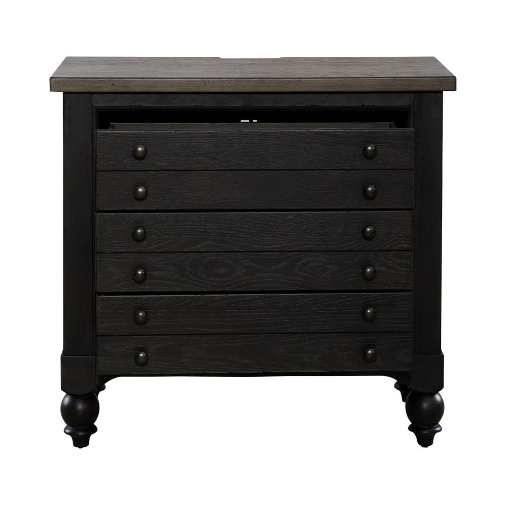 Bedside Chest w/ Charging Station - Black Traditional Multi. Picture 8