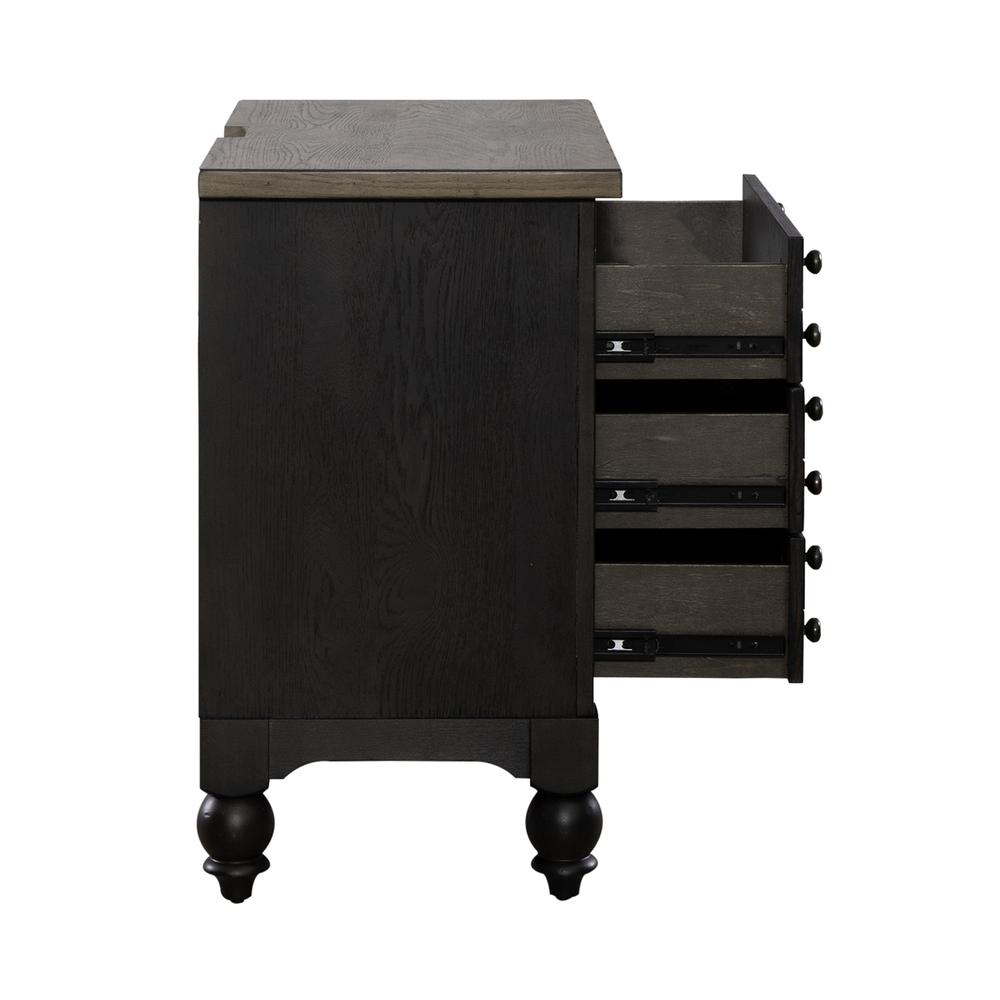 Bedside Chest w/ Charging Station - Black Traditional Multi. Picture 9