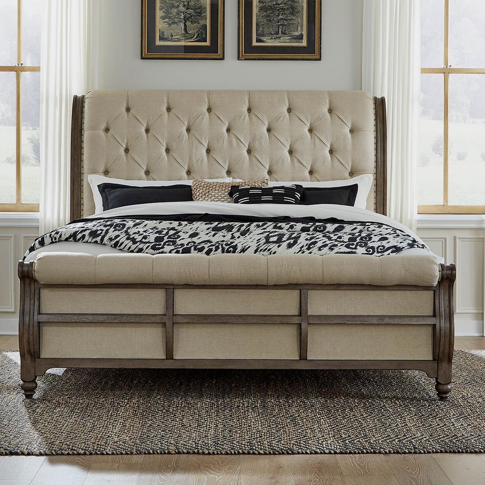 Americana Farmhouse Queen Sleigh Bed. Picture 1