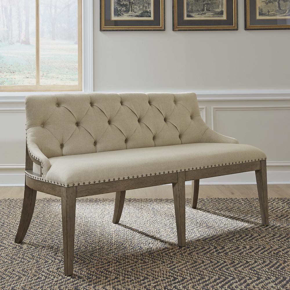 Upholstered Shelter Dining Bench. Picture 2