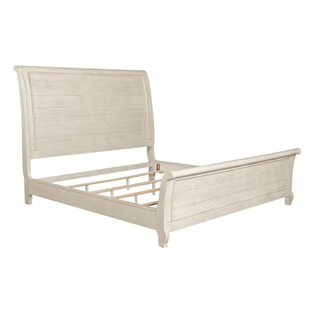 Farmhouse Reimagined Sleigh Bed, Queen, Off-White. Picture 2