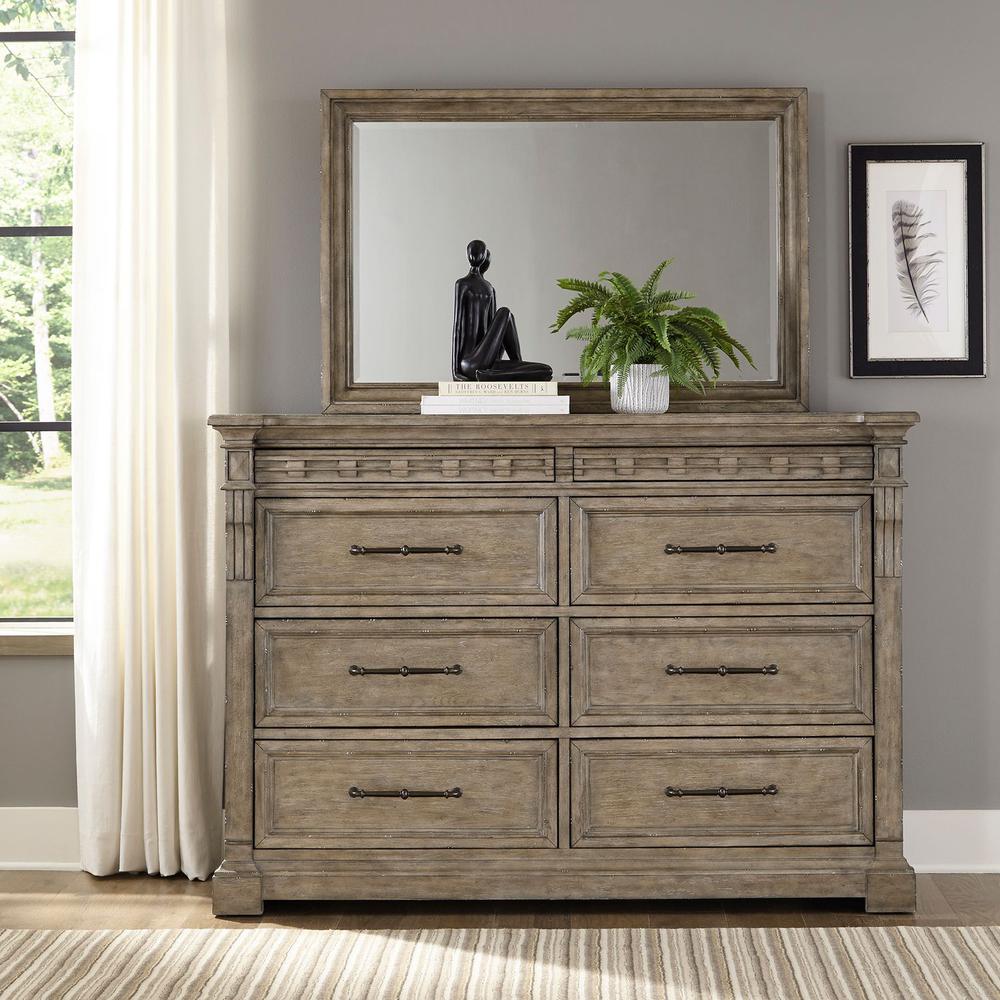Liberty Furniture Town and Country Dresser & Mirror in Dusty Taupe. Picture 1