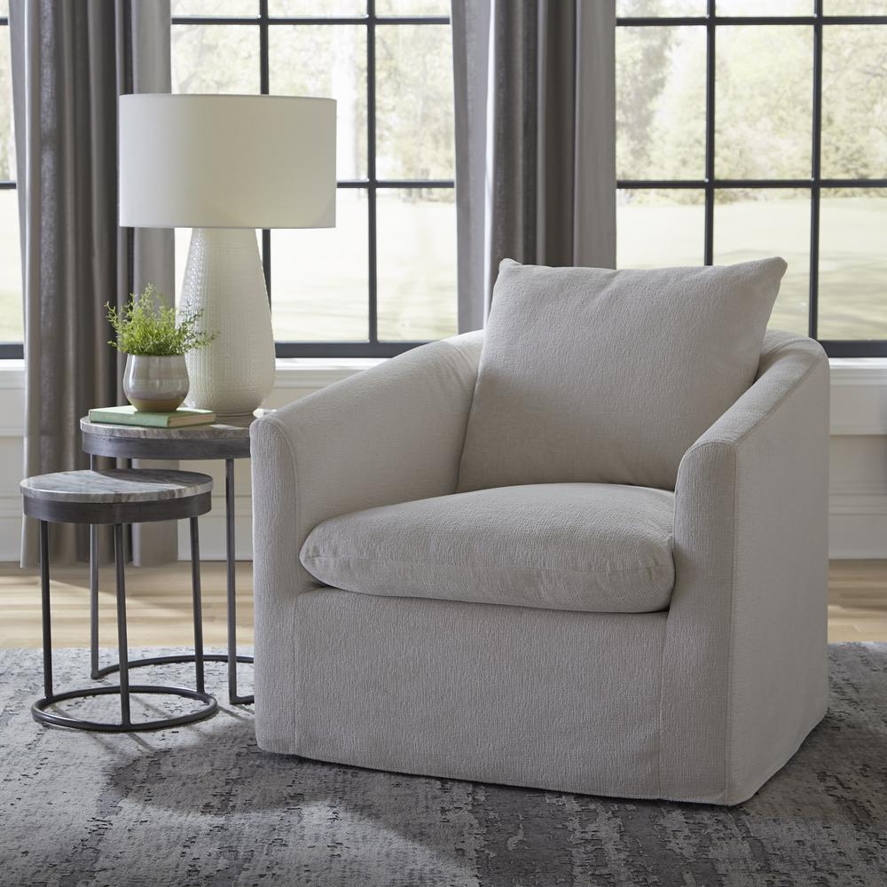 Uph Swivel Accent Chair - Ivory Eclectic White. Picture 2