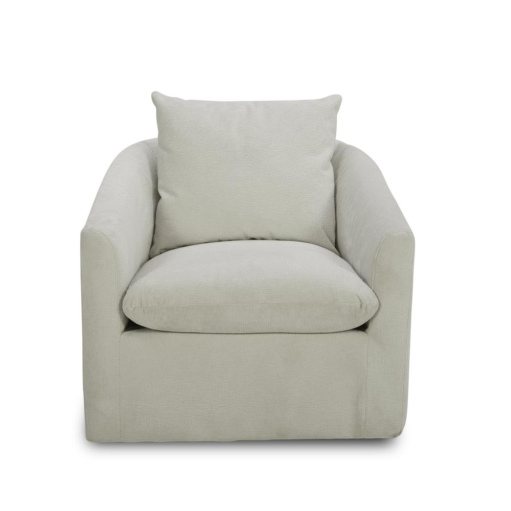 Uph Swivel Accent Chair - Ivory Eclectic White. Picture 4