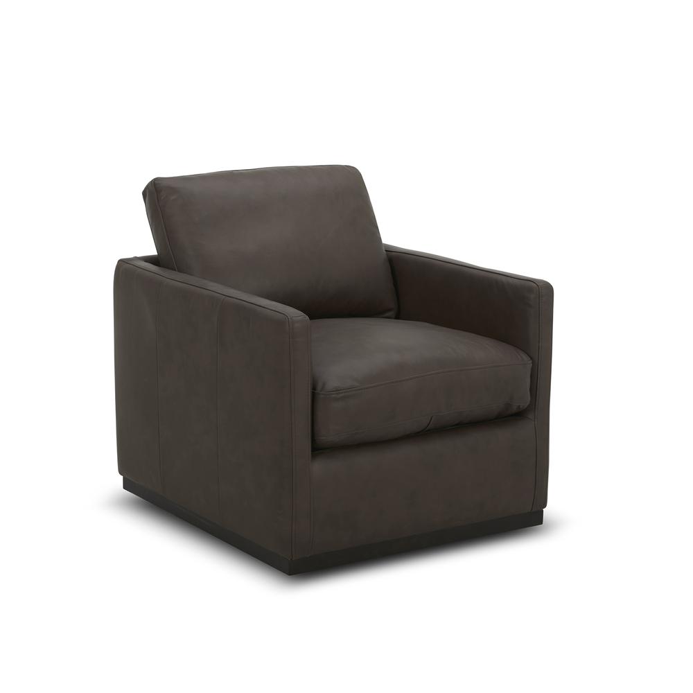 Leather Swivel Accent Chair - Timber Eclectic Brown. Picture 1