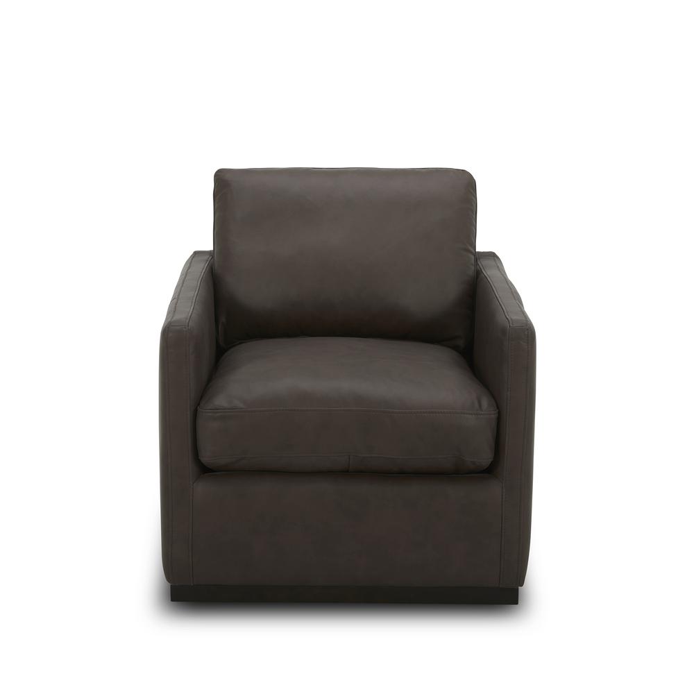 Leather Swivel Accent Chair - Timber Eclectic Brown. Picture 3